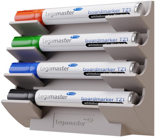 An ideal solution for storing board markers is now available! It supports clean-desk-policies and helps to keep the office space organized. With this storage solution, you can always have your markers within reach. The storage unit is magnetic, making it easy to attach and reposition as needed. Additionally, the markers are stored in a horizontal position, which ensures optimal ink quality when writing on the board.* Markers not included