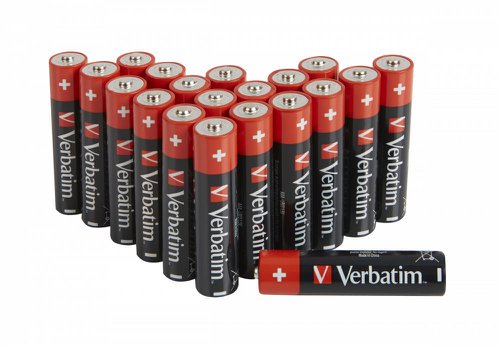VER49876 | Verbatim's AAA batteries are the smallest model in the Verbatim range. They are recommended for use in devices such as MP3 players, cameras and toys that require constant power for long periods of time.