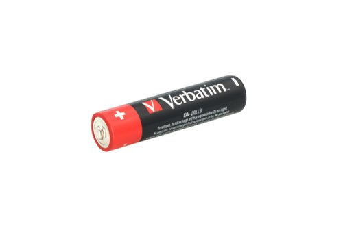 VER49876 | Verbatim's AAA batteries are the smallest model in the Verbatim range. They are recommended for use in devices such as MP3 players, cameras and toys that require constant power for long periods of time.