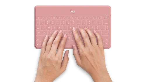 Logitech Keys-to-Go QWERTY UK International Portable Wireless Blush Pink Keyboard for Apple