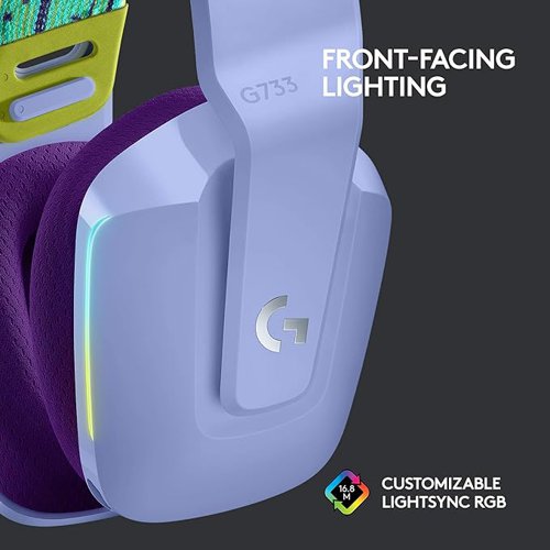 Logitech G733 Lightspeed Wireless Lilac RGB Gaming Headset Logitech