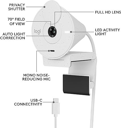 Logitech Brio 300 30 FPS 1920 x 1080 Pixels Full HD USB-C Off White Webcam Logitech