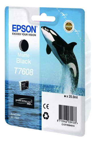 Epson Killer Whale Matte Black Standard Capacity Ink Cartridge 25.9ml - C13T76084N10
