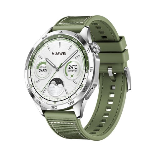 Huawei Watch GT4 1.43 Inch AMOLED 46 mm Stainless Steel Green Woven Strap