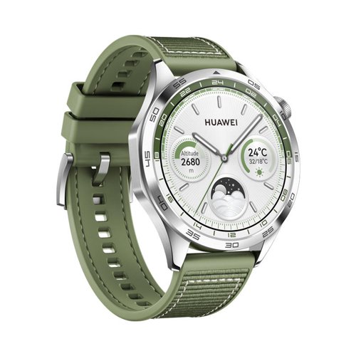 Huawei Watch GT4 1.43 Inch AMOLED 46 mm Stainless Steel Green Woven Strap 8HU55020BGV