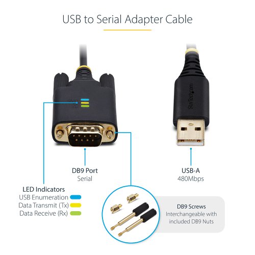 StarTech.com 3m USB to Serial Adapter Cable Black