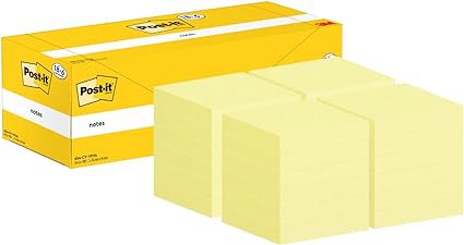 Post-it Notes 76x76mm Canary Yellow Promo Pack 100 Sheets per Pad (Pack 18 + 6 Free) - 7100319213 Repositional Notes 28587MM