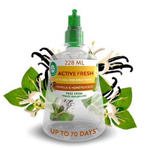 Air Wick Vanilla & Honeysuckle 24/7 Active Fresh Refill Lasts up to 70 days Air Freshener 228ml  -  3230099