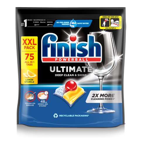 Finish Ultimate Deep Clean & Shine Dishwasher Tablets Lemon (Pack 75) - 3281515