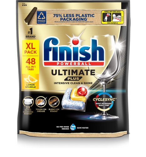 Finish Ultimate Plus Intensive Clean & Shine Dishwasher Tablets Lemon (Pack 48) - 3280788