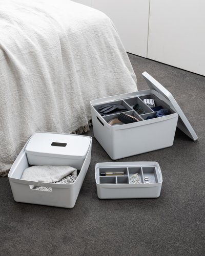 Inabox Designer Storage Boxes With Lids and Trays Small Value Pack (2 x 5L & 1 x 19L & 1 x 28L & 1 x Small & 1 x Large Tray) Windmill White - H-I60647 Storage Boxes 24408HL