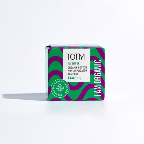 TOTM Organic Cotton Non-Applicator Tampon Super (Pack 18) - 0606008  48509CP