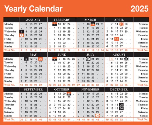 ValueX Calendar Year To View 2025 - YC1