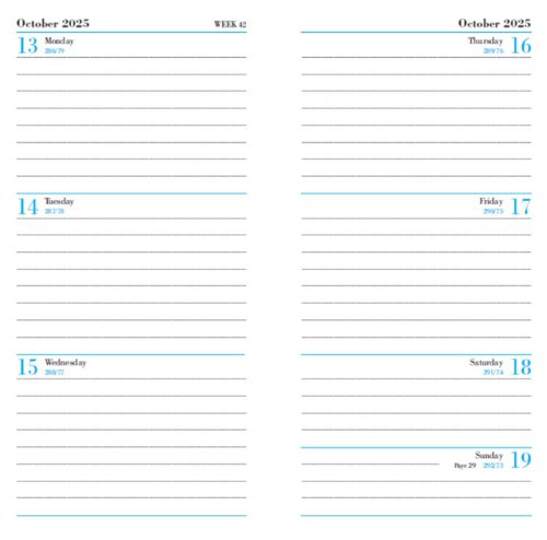 ValueX Slim Pocket Diary Week To View 2025 Blue - BUSSLIM1 Blue
