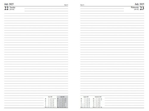 ValueX Desk Diary A5 Day Per Page 2025 Burgundy - BUSA51 Burg