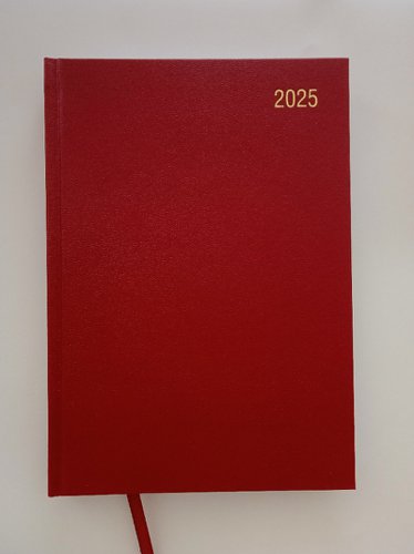 ValueX Desk Diary A5 Day To Page Appointment 2025  - OFFICEA51A Burgundy