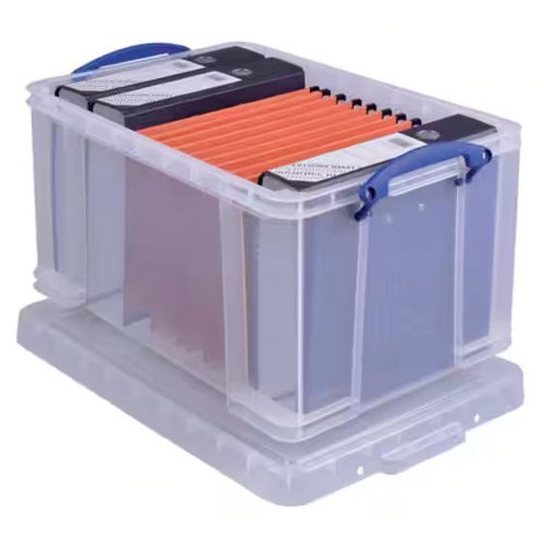 Really Useful Plastic Storage Box 48 Litre Clear - 48CCB 46871RU Buy online at Office 5Star or contact us Tel 01594 810081 for assistance