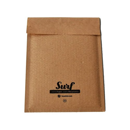 Surf All Paper Padded Mailing Envelopes Size C(0) 100% Recyclable Internal Size 150mm x 207.5mm Brown (Box 200) - SURFC0K