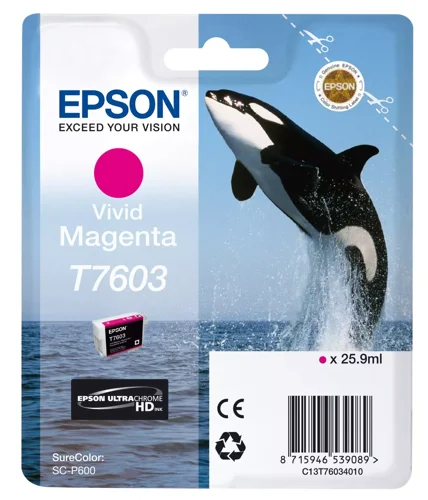 Epson Killer Whale Vivid Magenta Standard Capacity Ink Cartridge 26ml - C13T76034N10