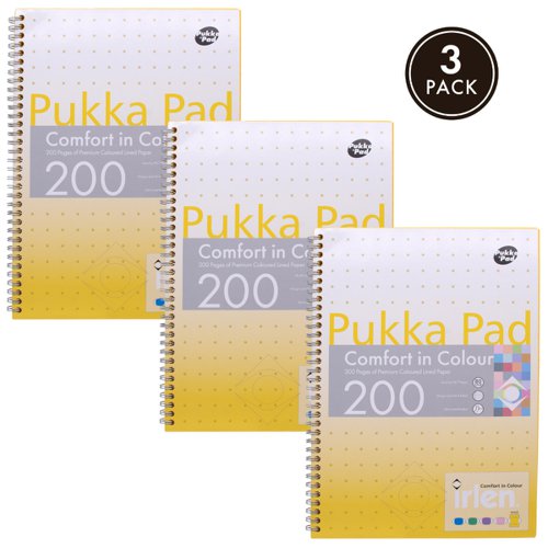 26865PK - Pukka Pads Irlen Jotta A4 Wirebound 200 Gold Perforated Pages Paper Tinted Ruling With Margin (Pack 3) - IRLJOTA4(GOLD)