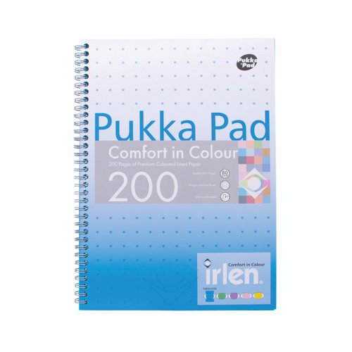 Pukka Pads Irlen Jotta A4 Wirebound 200 Turquoise Perforated Pages Paper Tinted Ruling With Margin (Pack 3) - IRLJOTA4(TURQ)