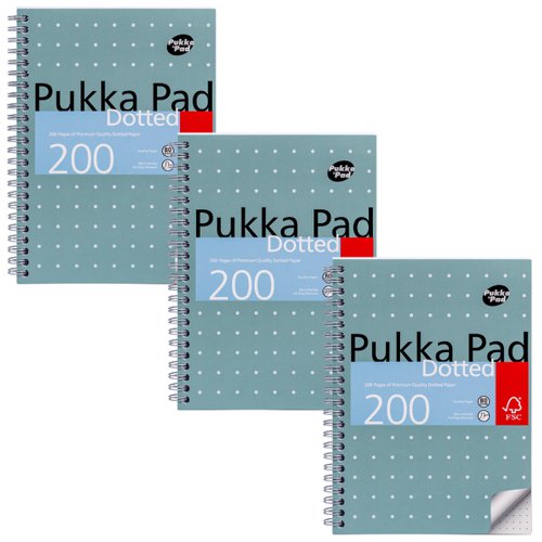 Pukka Pads Metallic Jotta Notepad Wirebound A5 5mm Dotted Grid 200 Perforated Pages Green (Pack 3) - JM021DOT 26739PK Buy online at Office 5Star or contact us Tel 01594 810081 for assistance