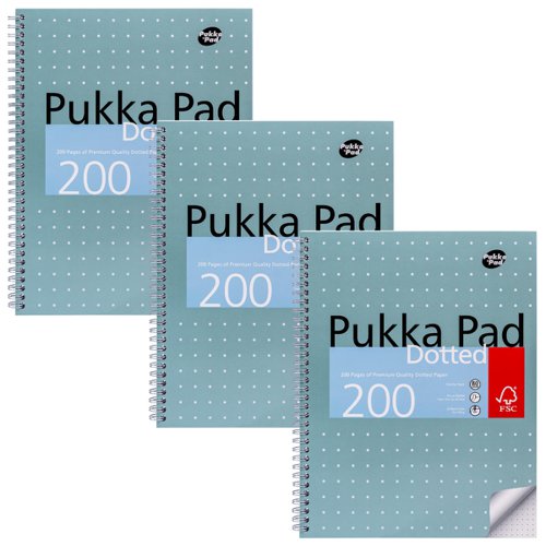 Pukka Pads Metallic Jotta Notepad Wirebound A4 5mm Dotted Grid 4 Hole Punched 200 Perforated Pages Green (Pack 3) - JM018DOT 26732PK Buy online at Office 5Star or contact us Tel 01594 810081 for assistance