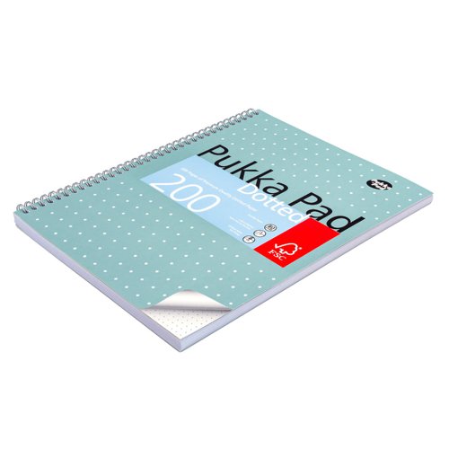 Pukka Pads Metallic Jotta Notepad Wirebound A4 5mm Dotted Grid 4 Hole Punched 200 Perforated Pages Green (Pack 3) - JM018DOT