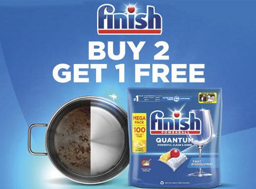 Finish Quantum All in One Dishwasher Tablets Lemon  Buy 2 Get One Free (Pack 100 x 3) - 3284032