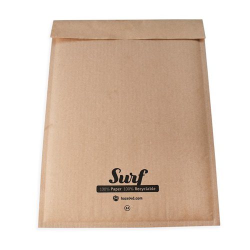 Surf All Paper Padded Mailing Envelopes Size G(4) 100% Recyclable Internal Size 240mm x 330mm Brown (Box 100) - SURFG4K 21160HZ