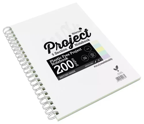 Luxpad SEN Tinted Paper Project Book A4 Plastic Free With 5 Coloured Sections 200 Page Ruled With Margin (Pack 5)  - LUXPBTIN