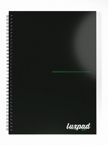 Silvine Luxpad Recycled Twin Wire Hardback Notebook A4 140 Page Punched 4 Holes Ruled 100% Recycled Paper Black (Pack 5) - THBPINA4RE