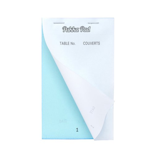 26935PK | Prepare for success with Pukka Pads’ wide range of business supplies, we are here to fully equip your business.The Pukka Pads duplicate restaurant pads are vital for any restaurant, bar, cafe or pub. The pads are essential for recording anything from a single drinks order or an order for a party of 10. The restaurant pads measure 165mm x 95mm and have 50 numbered pages. The restaurant pads do not require carbon as they are self duplicating. Each sheet includes order details such as table number, couverts, date and initial, this is particularly helpful for order tracking. Universally known as PAD35.Keep track of every order for your establishment with the Pukka Pads restaurant pads. 