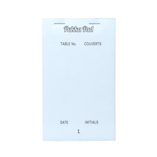 26935PK | Prepare for success with Pukka Pads’ wide range of business supplies, we are here to fully equip your business.The Pukka Pads duplicate restaurant pads are vital for any restaurant, bar, cafe or pub. The pads are essential for recording anything from a single drinks order or an order for a party of 10. The restaurant pads measure 165mm x 95mm and have 50 numbered pages. The restaurant pads do not require carbon as they are self duplicating. Each sheet includes order details such as table number, couverts, date and initial, this is particularly helpful for order tracking. Universally known as PAD35.Keep track of every order for your establishment with the Pukka Pads restaurant pads. 