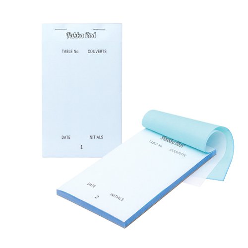 26935PK | Prepare for success with Pukka Pads’ wide range of business supplies, we are here to fully equip your business.The Pukka Pads duplicate restaurant pads are vital for any restaurant, bar, cafe or pub. The pads are essential for recording anything from a single drinks order or an order for a party of 10. The restaurant pads measure 165mm x 95mm and have 50 numbered pages. The restaurant pads do not require carbon as they are self duplicating. Each sheet includes order details such as table number, couverts, date and initial, this is particularly helpful for order tracking. Universally known as PAD35.Keep track of every order for your establishment with the Pukka Pads restaurant pads. 