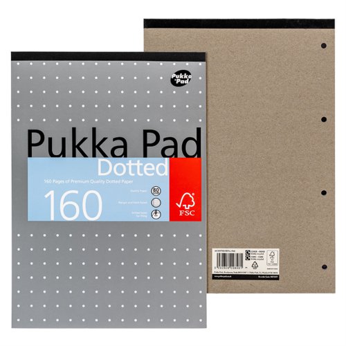 Pukka Pads Metallic Refill Pad Tape Headbound A4 5mm Dotted Grid 4 Hole Punched 160 Pages  Green (Pack 3) - REFDOT  26746PK