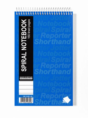 Silvine Spiral Reporters Shorthand Notebook 203 x 127mm 160 Pages Ruled Blue (Pack 10) - 743
