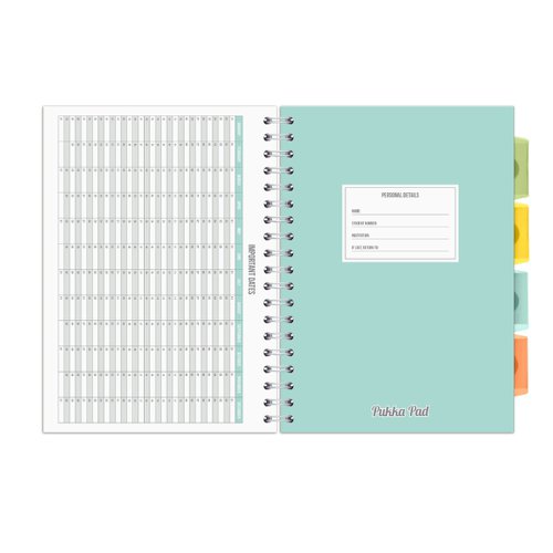 Pukka Pads Study Book B5 181 x 257mm 4 Coloured Dividers 3 Paper Types Includes Revision Cards Grey (Pack1) - 9824-STU Project Books 26886PK