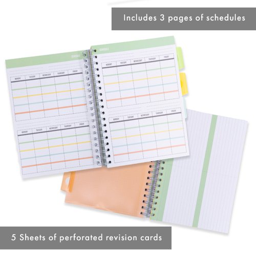 Pukka Pads Study Book B5 181 x 257mm 4 Coloured Dividers 3 Paper Types Includes Revision Cards Grey (Pack1) - 9824-STU Project Books 26886PK