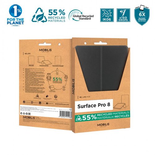 Mobilis RE.LIFE Microsoft Surface Pro 8 13 Inch 55% Recycled Black Tablet Case 8MNM068005