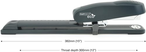 Rapesco ECO Heavy Duty Front Loading Long Arm Stapler + Pack 1000 26/6mm and Pack 1000 24/8mm Staples Charcoal - 1480 - 1480  46920RA