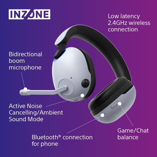 Sony Inzone H9 Wireless Noise Cancelling White Gaming Headset Sony