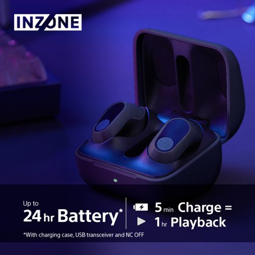 8SO10439088 | Truly wireless gaming earbuds that provide gamers with 360 Spatial Sound, low latency and noise cancelling technology. With a 12-hour battery life, an AI-assisted mic and a sound that personalises around the shape of your ear, the INZONE Buds will give you the best chance to win.