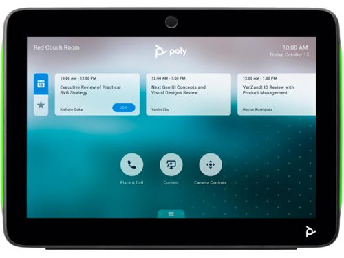 8PO875K5AA | Watch productivity soar with the Poly TC10 in-or out-of-room touch control display.Meeting spaces are a breeze to schedule with a Zoom-certified scheduling panel. Multi-colour LED lights let you know the vacancy status before you approach the door. And the touch screen lets you schedule your next meeting space in seconds.Instantly take charge of calls and enjoy seamless access to your favourite cloud video apps on your room’s video system. Control of your video calls with ease and share content with a tap.Our versatile touch panel is sleek and professional. Mount it on walls or glass or place it on a table with its flexible stand. Adjust the angle for visibility. With a single cable for power and connectivity, it maintains a clean profile.