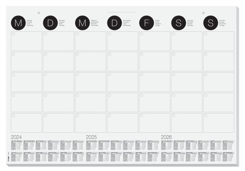 Desk Pad Wall Calendar Monthly Planner with 3 Year Calendar 595 x 410mm 120gsm 12 Sheets - HO550