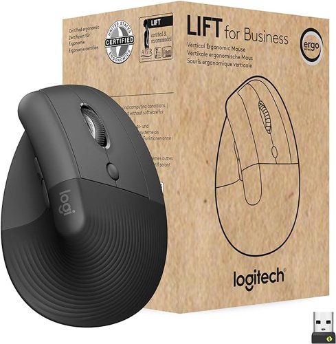 Logitech Lift Vertical Ergonomic 4000 DPI RF Wireless + Bluetooth Mouse for Business