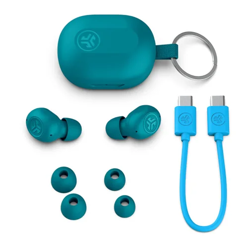 JLab Audio JBuds Mini True Wireless Stereo Bluetooth Aqua Earbuds with Charging Case Ryman Business UK