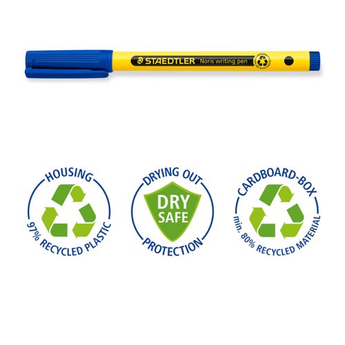 Staedtler Noris Handwriting Pen Water-based Blue Ink (Pack 50 Pens) - 307-3 CT50