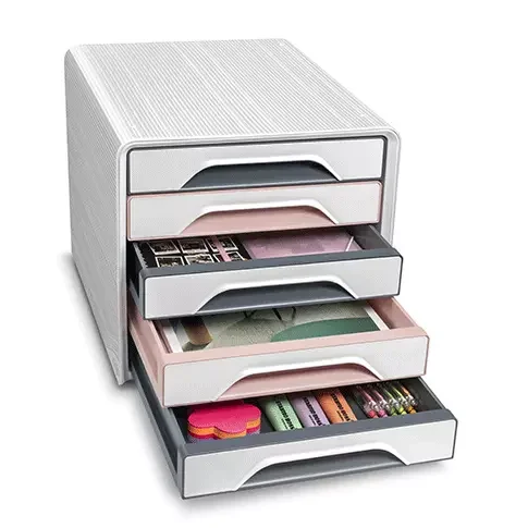 49923CE | Smoove 5-drawer module, powder pink and grey. This ultra-robust module is ideal for storing your A4 documents.