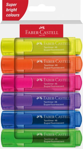 Faber-Castell Highlighter Textliner 46 Assorted Colours (Pack 6) - 254646